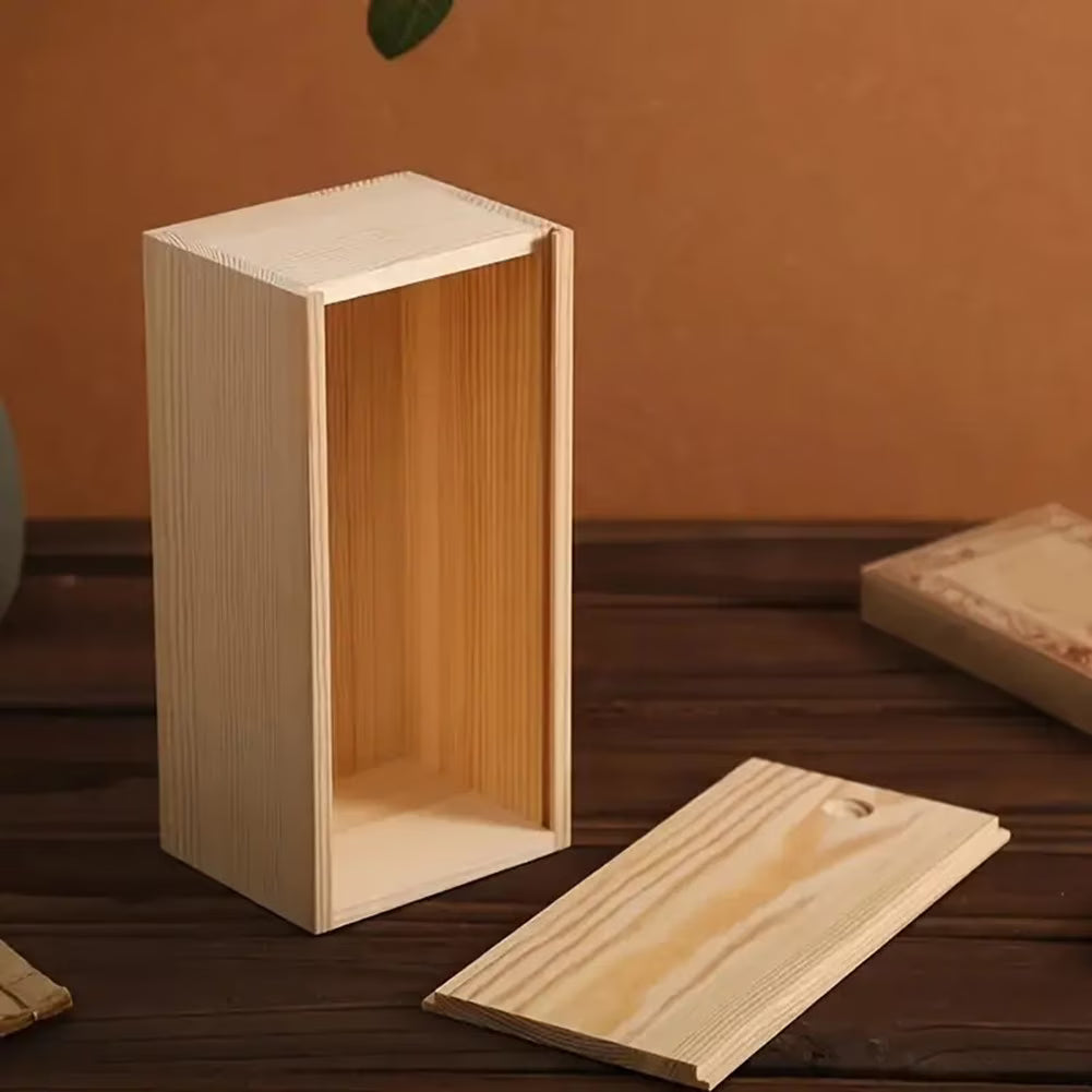 Pine Pull-Out Box Sliding Cover Wooden Box Wooden Storage Box Log Drawer